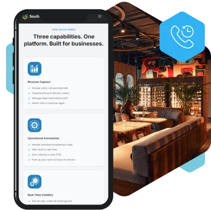 Soulid AI voice demo â€” phone and restaurant